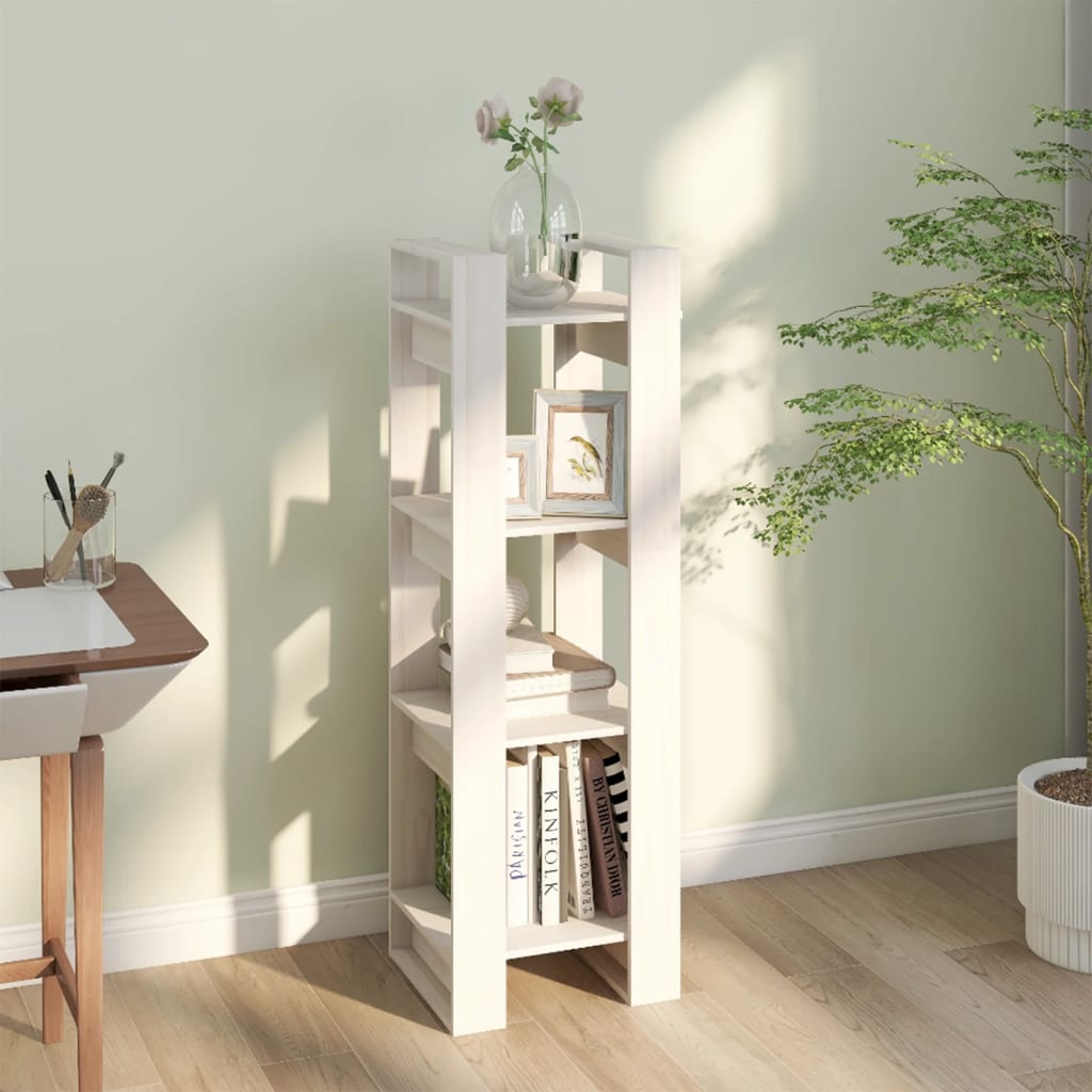 Boekenkast/Kamerscherm 4X35X25 Cm Massief Grenenhout Wit