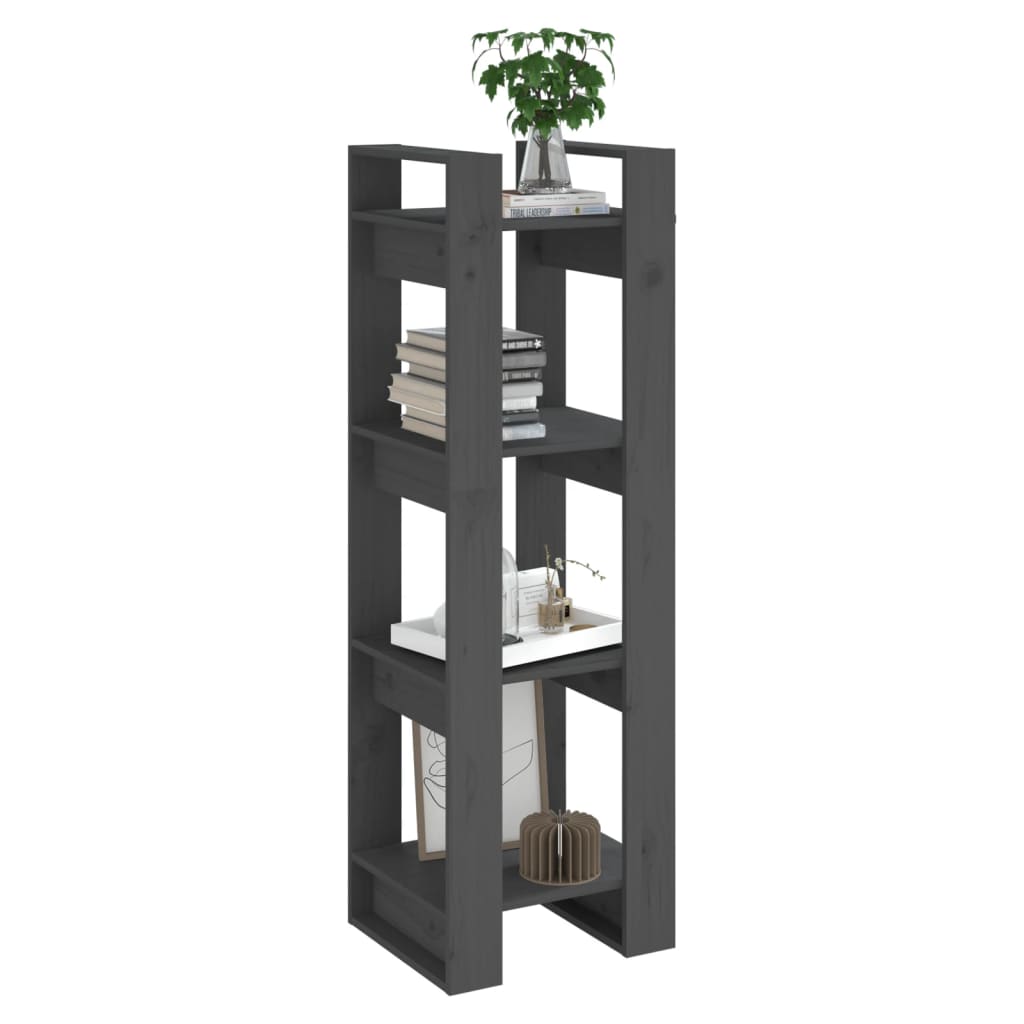 Boekenkast/Kamerscherm 4X35X25 Cm Massief Grenenhout Grijs