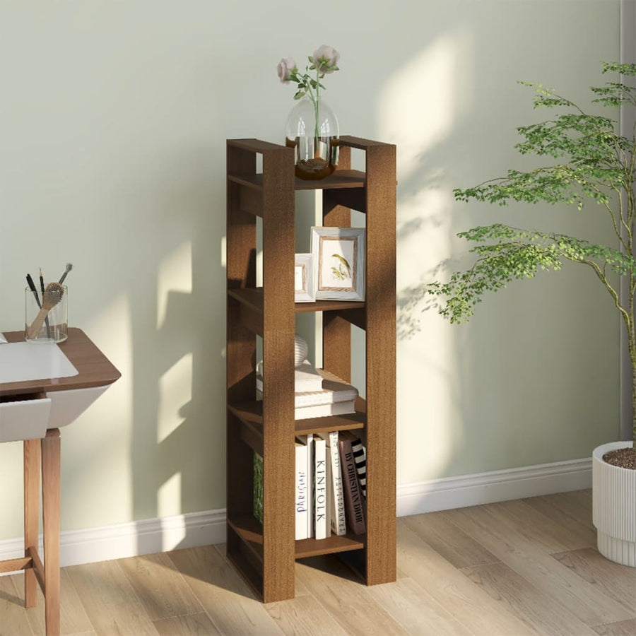 Boekenkast/Kamerscherm 4X35X25 Cm Massief Hout Honingbruin