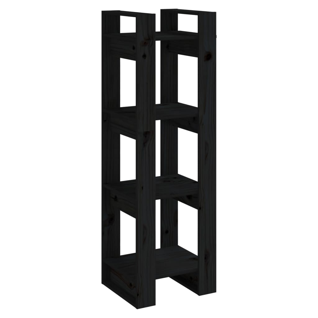 Boekenkast/Kamerscherm 4X35X25 Cm Massief Grenenhout Zwart