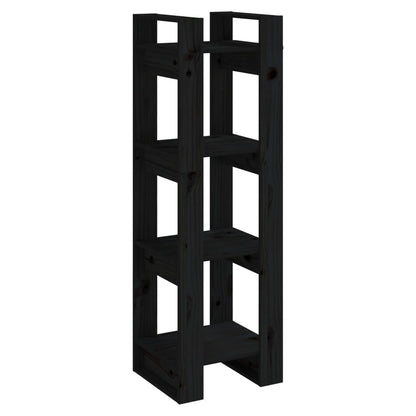 Boekenkast/Kamerscherm 4X35X25 Cm Massief Grenenhout Zwart