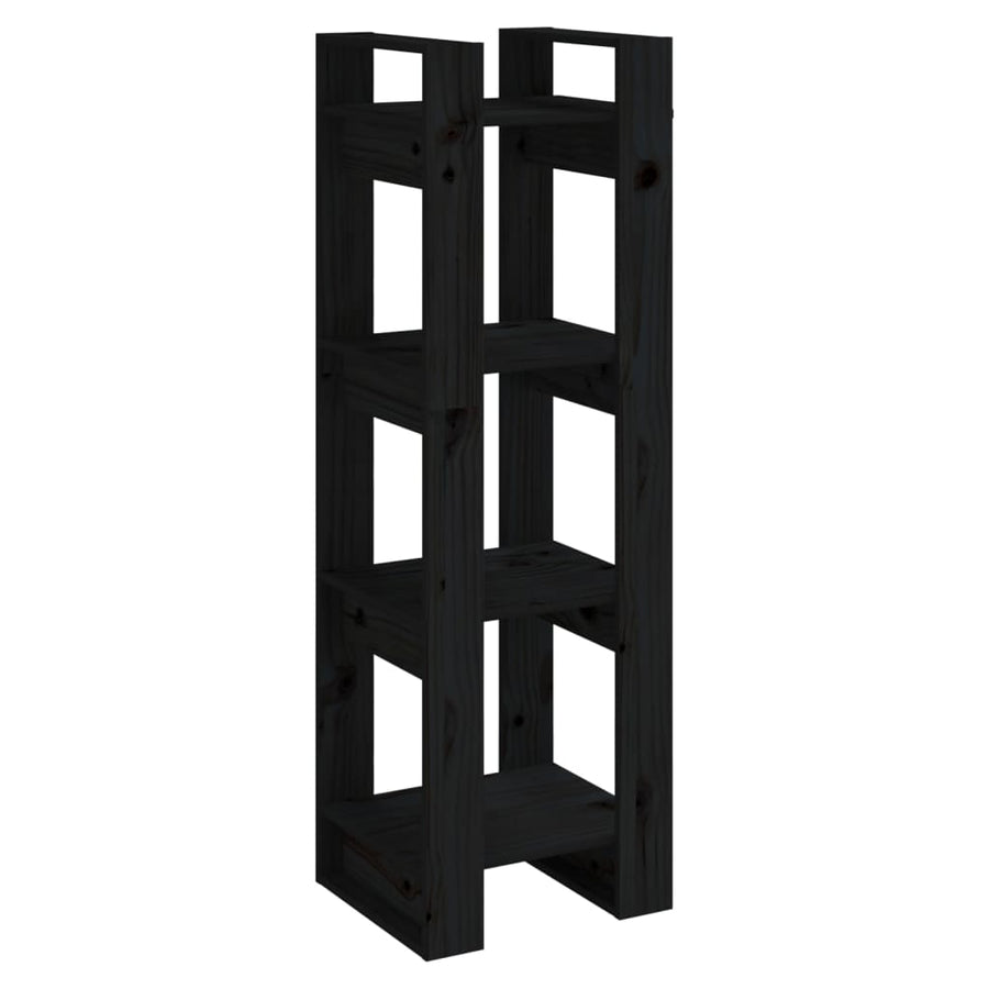Boekenkast/Kamerscherm 4X35X25 Cm Massief Grenenhout Zwart