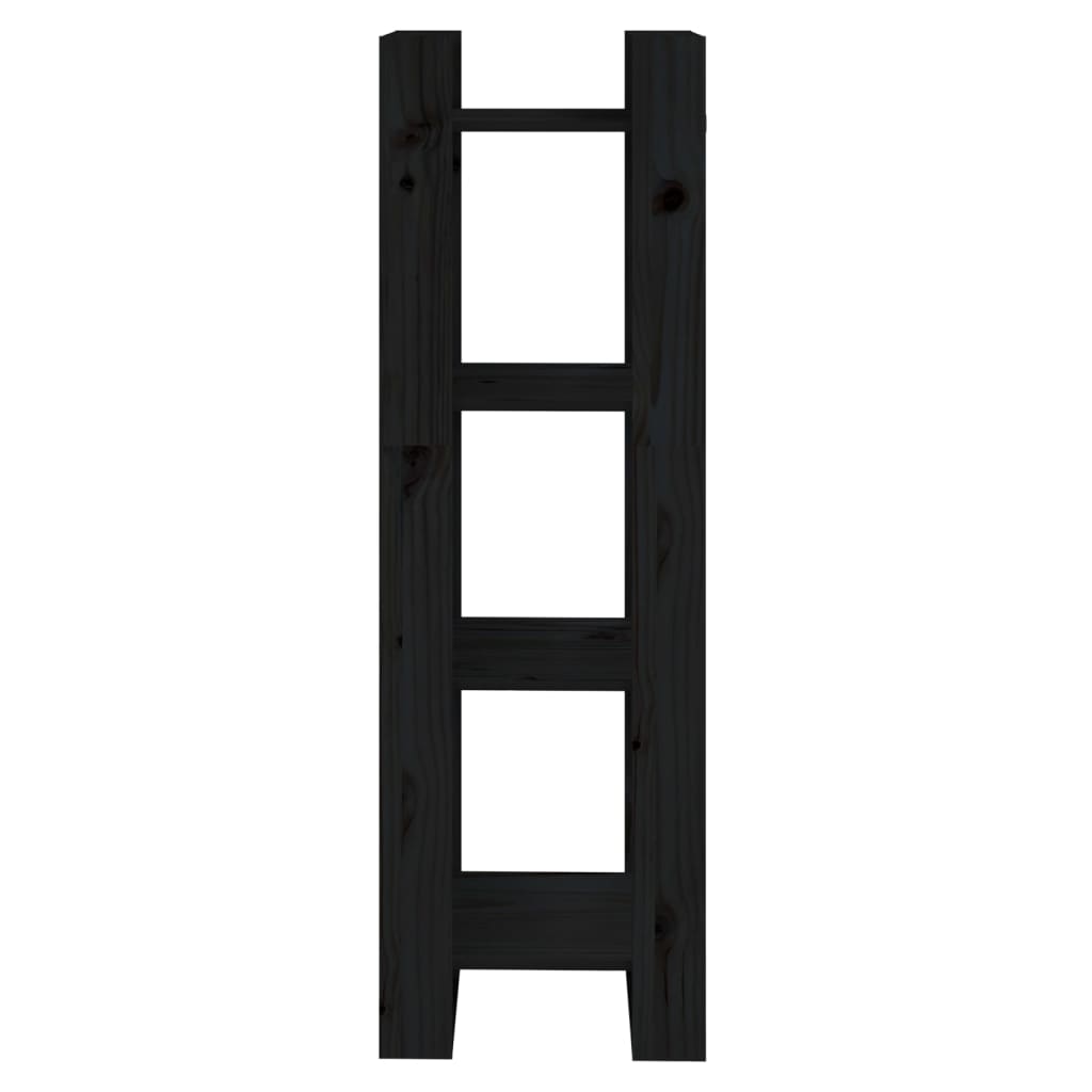 Boekenkast/Kamerscherm 4X35X25 Cm Massief Grenenhout Zwart