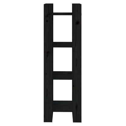 Boekenkast/Kamerscherm 4X35X25 Cm Massief Grenenhout Zwart