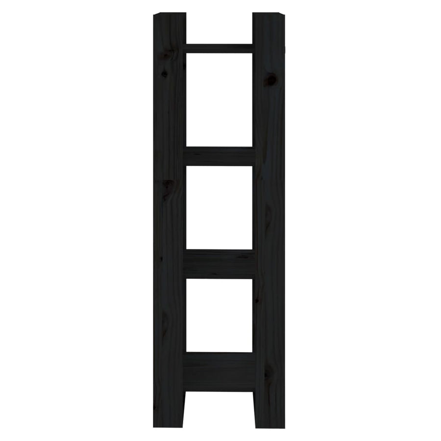 Boekenkast/Kamerscherm 4X35X25 Cm Massief Grenenhout Zwart