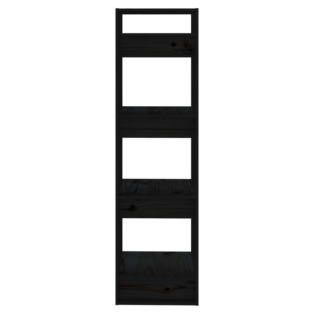 Boekenkast/Kamerscherm 4X35X25 Cm Massief Grenenhout Zwart