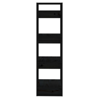 Boekenkast/Kamerscherm 4X35X25 Cm Massief Grenenhout Zwart