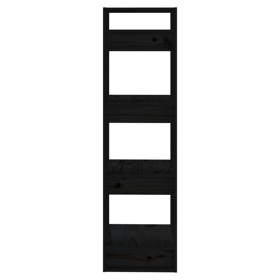 Boekenkast/Kamerscherm 4X35X25 Cm Massief Grenenhout Zwart