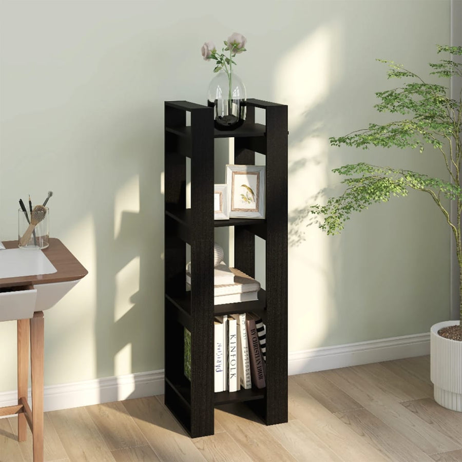 Boekenkast/Kamerscherm 4X35X25 Cm Massief Grenenhout Zwart
