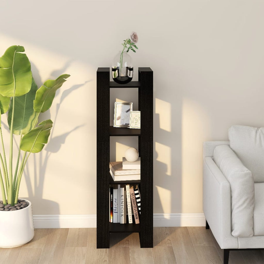 Boekenkast/Kamerscherm 4X35X25 Cm Massief Grenenhout Zwart