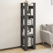 Boekenkast kamerscherm 41x35x160 cm massief grenenhout grijs