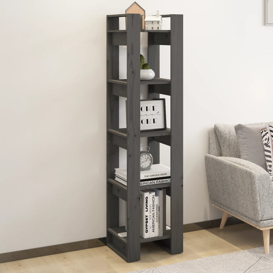 Boekenkast/Kamerscherm 4X35X60 Cm Massief Grenenhout Grijs