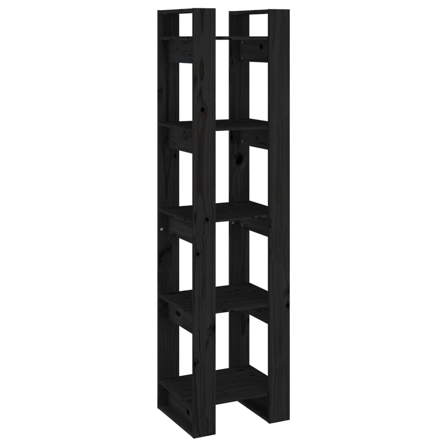 Boekenkast/Kamerscherm 4X35X60 Cm Massief Grenenhout Zwart