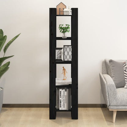 Boekenkast/Kamerscherm 4X35X60 Cm Massief Grenenhout Zwart