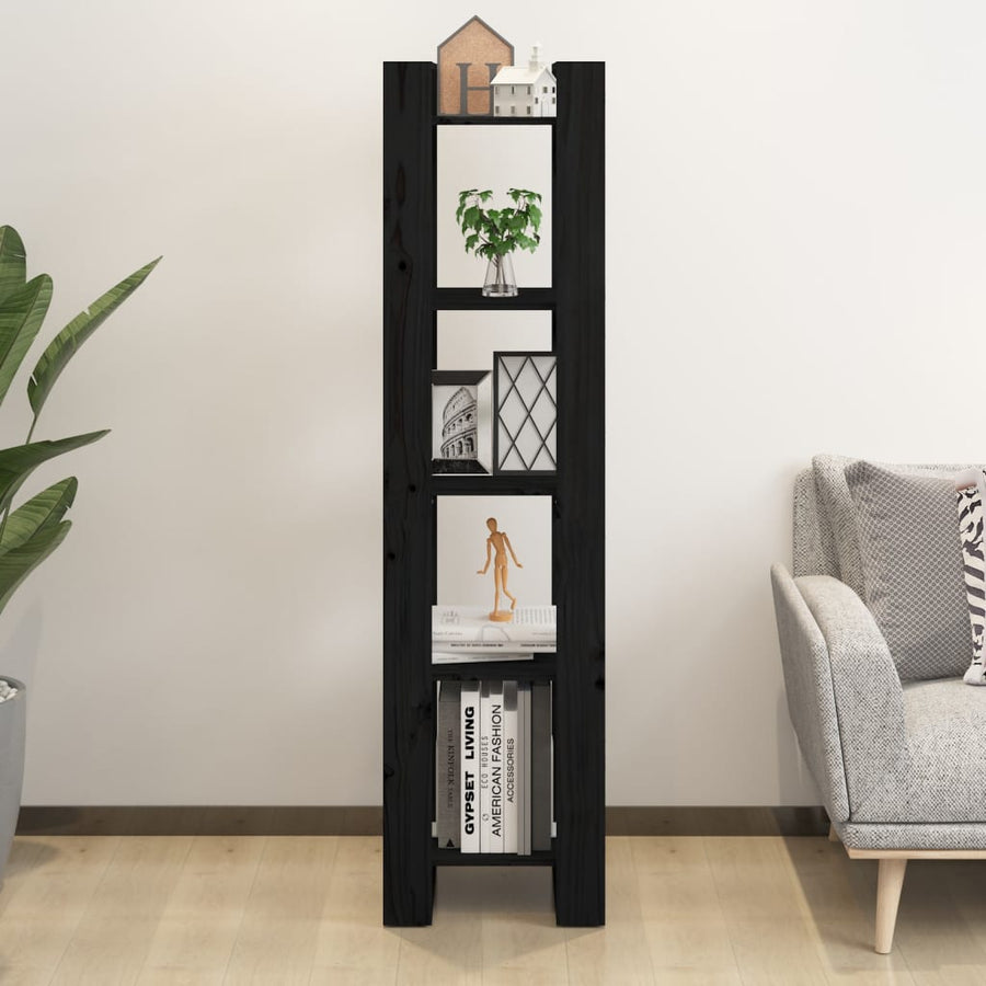 Boekenkast/Kamerscherm 4X35X60 Cm Massief Grenenhout Zwart