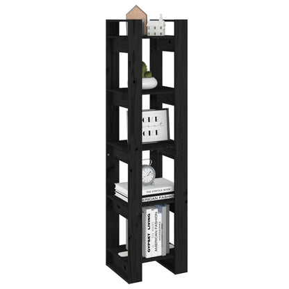 Boekenkast/Kamerscherm 4X35X60 Cm Massief Grenenhout Zwart