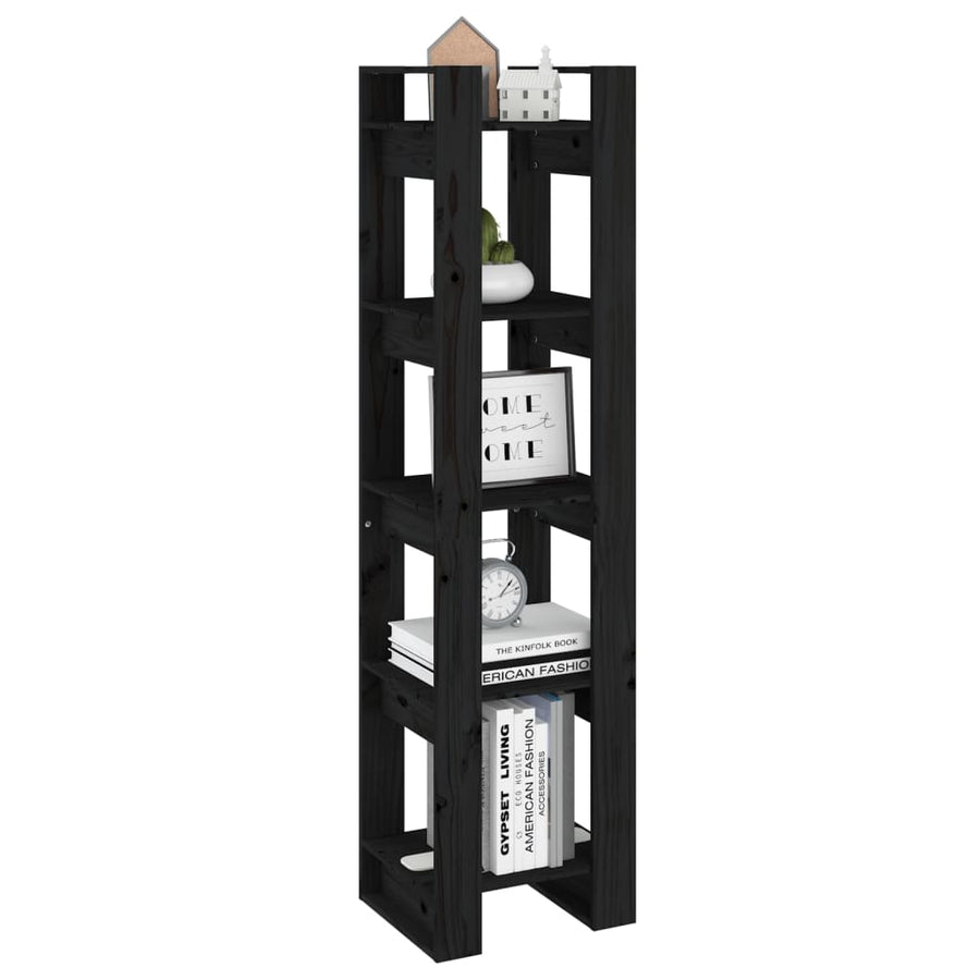 Boekenkast/Kamerscherm 4X35X60 Cm Massief Grenenhout Zwart