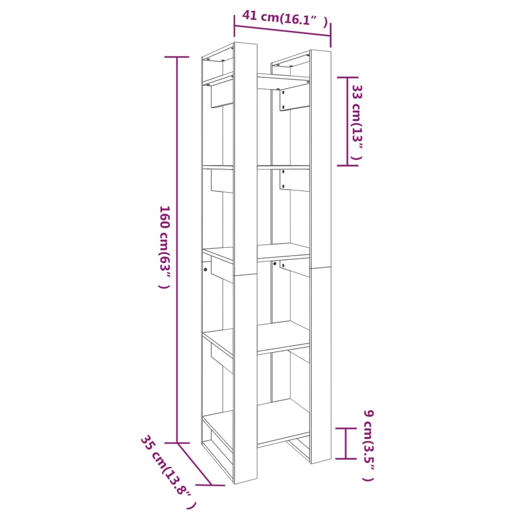 Boekenkast/Kamerscherm 4X35X60 Cm Massief Grenenhout Zwart