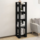 Boekenkast kamerscherm 41x35x160 cm massief grenenhout zwart