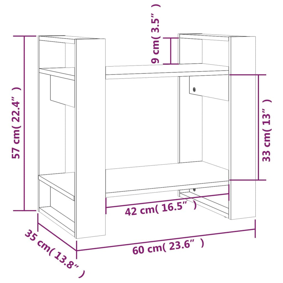 Boekenkast/Kamerscherm 60X35X57 Cm Massief Grenenhout Naturel