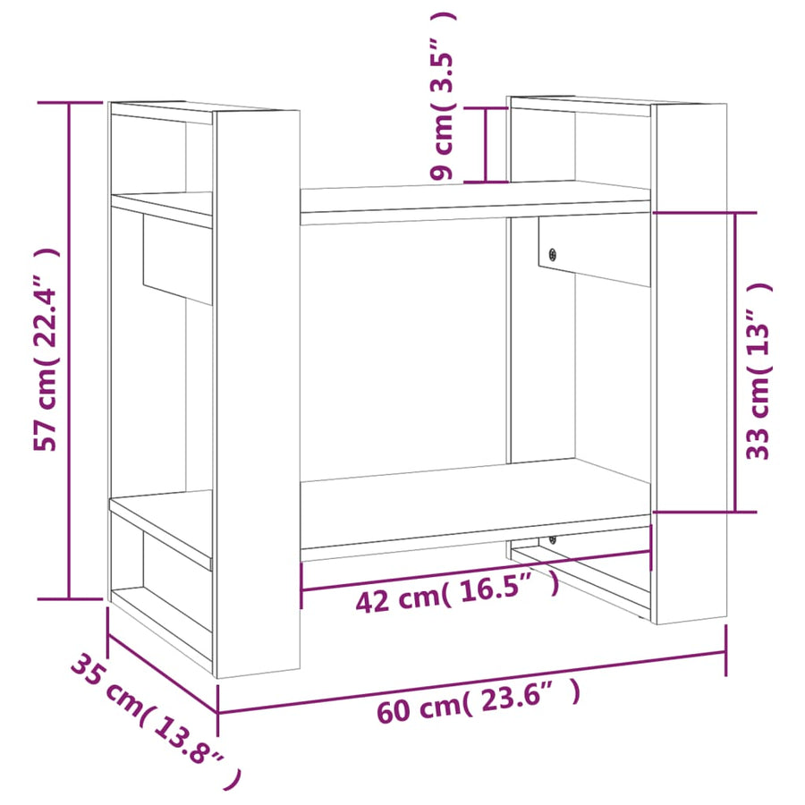 Boekenkast/Kamerscherm 60X35X57 Cm Massief Grenenhout Wit