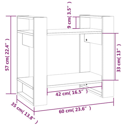 Boekenkast/Kamerscherm 60X35X57 Cm Massief Grenenhout Grijs