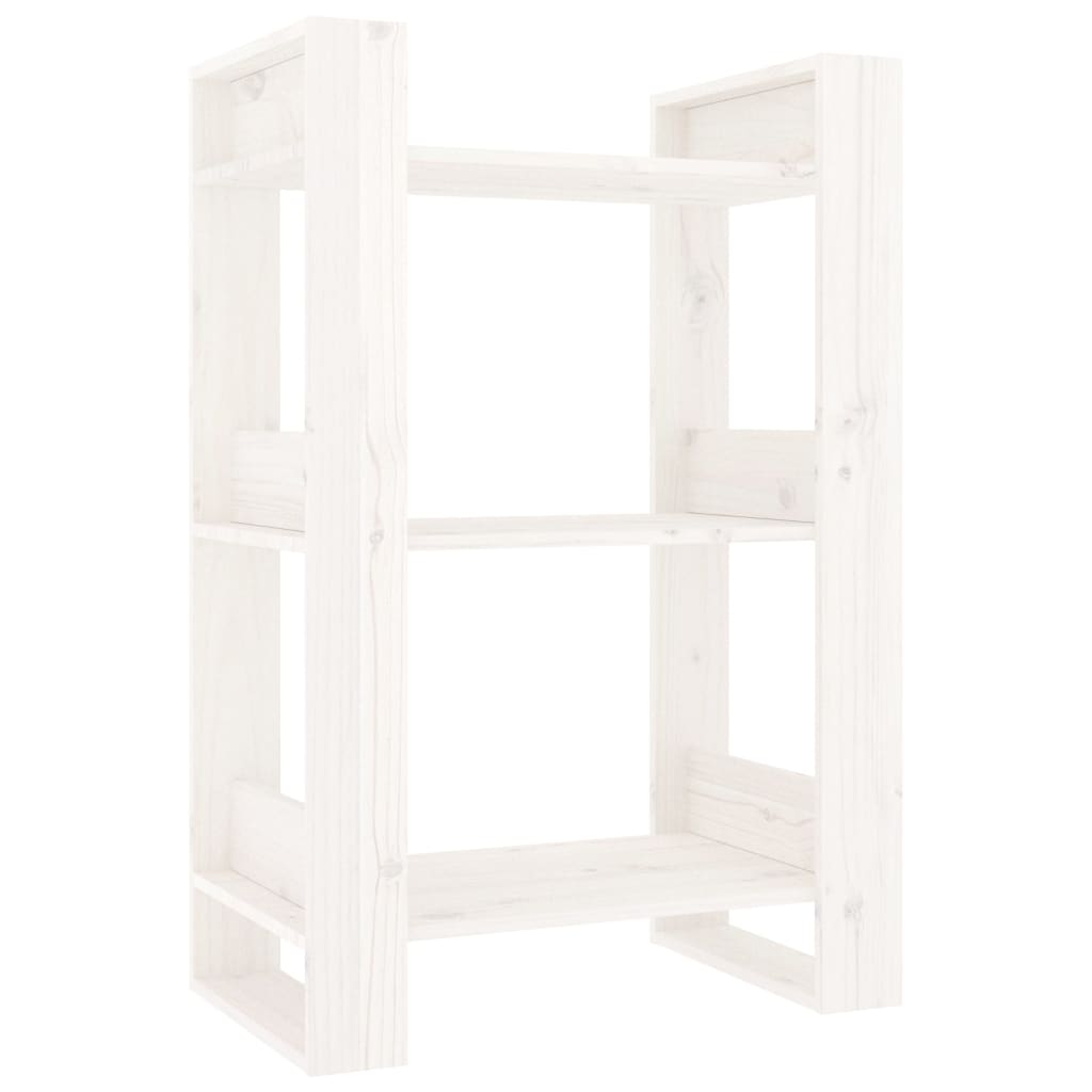 Boekenkast/Kamerscherm 60X35X9 Cm Massief Grenenhout Wit
