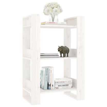 Boekenkast/Kamerscherm 60X35X9 Cm Massief Grenenhout Wit