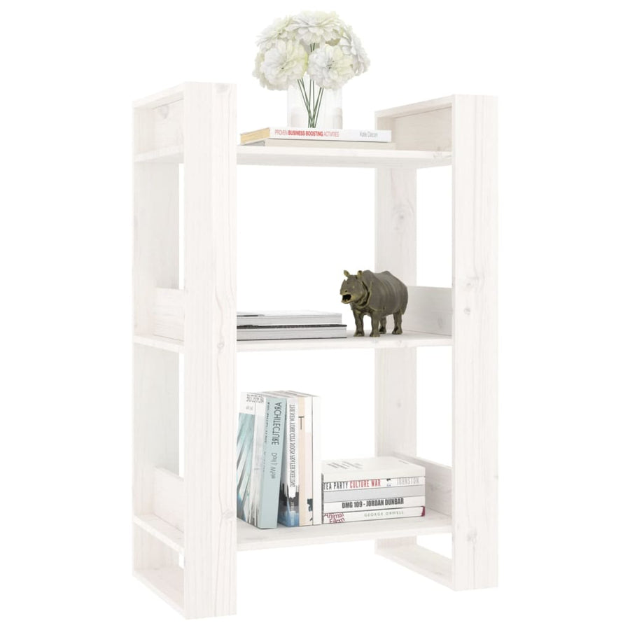 Boekenkast/Kamerscherm 60X35X9 Cm Massief Grenenhout Wit