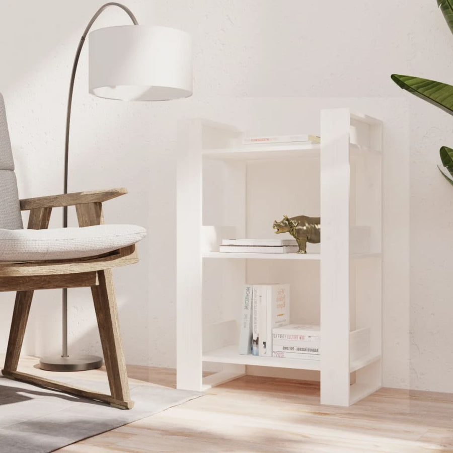 Boekenkast/Kamerscherm 60X35X9 Cm Massief Grenenhout Wit