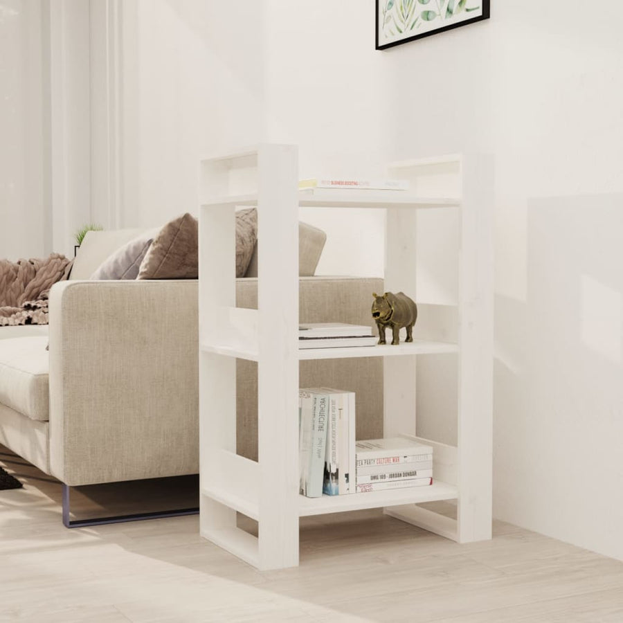 Boekenkast/Kamerscherm 60X35X9 Cm Massief Grenenhout Wit