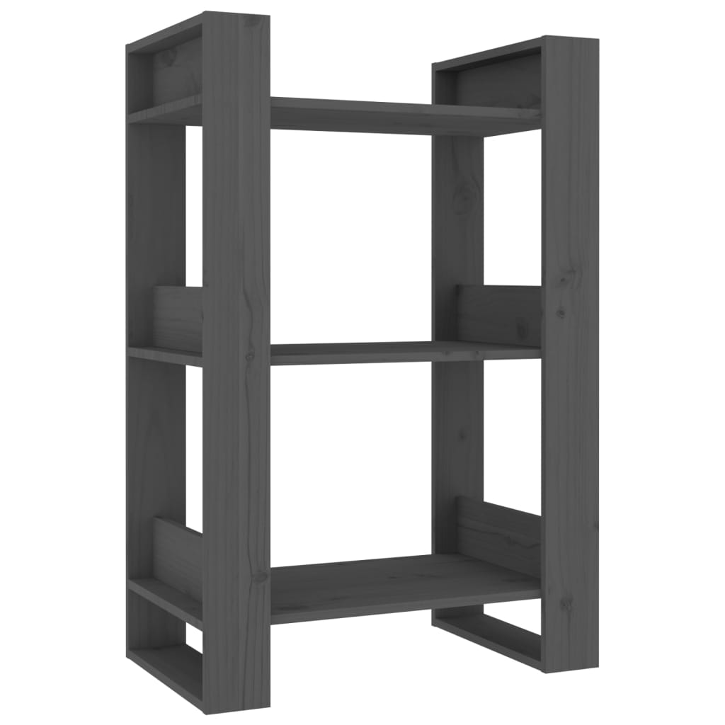 Boekenkast/kamerscherm 60x35x91 cm massief grenenhout grijs Grijs