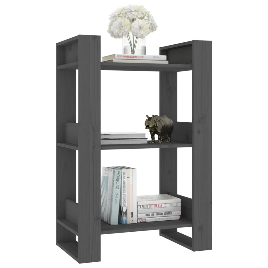 Boekenkast/kamerscherm 60x35x91 cm massief grenenhout grijs Grijs