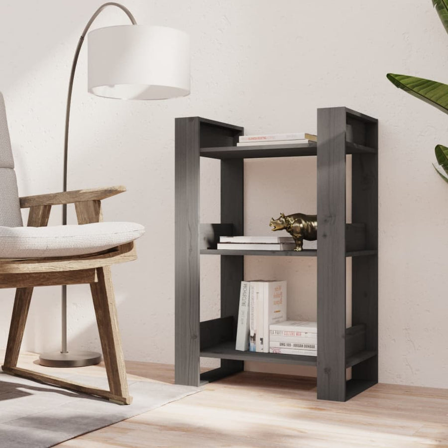 Boekenkast/kamerscherm 60x35x91 cm massief grenenhout grijs Grijs