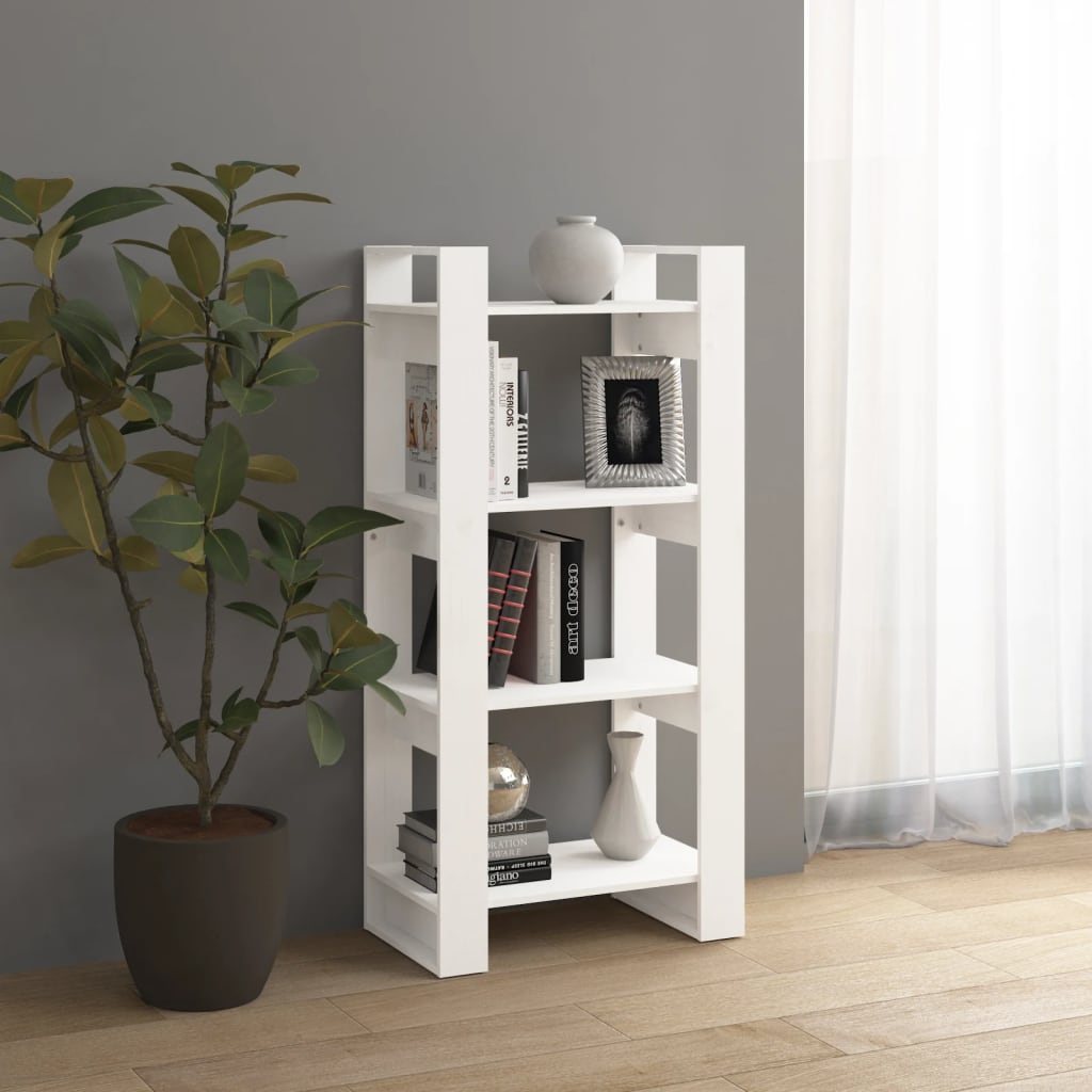 Boekenkast/Kamerscherm 60X35X25 Cm Massief Hout Wit