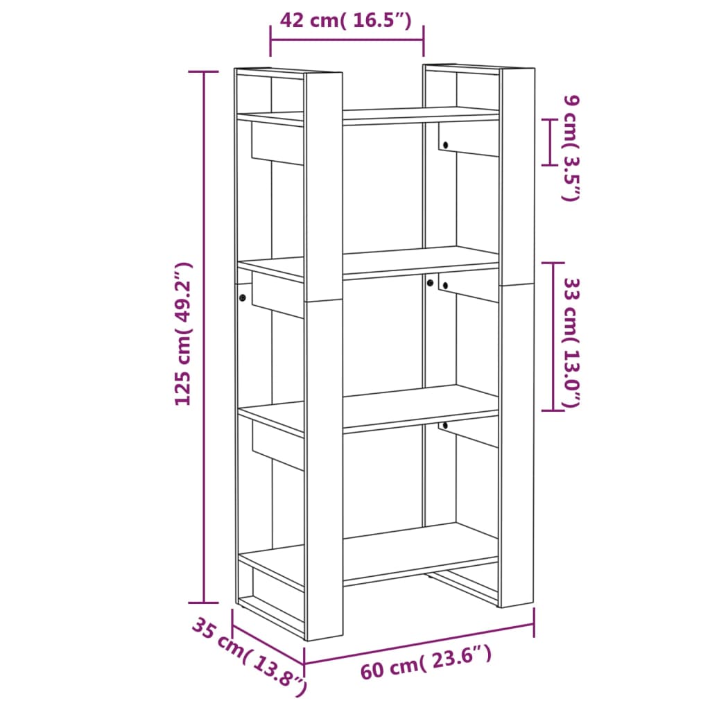 Boekenkast/Kamerscherm 60X35X25 Cm Massief Hout Honingbruin