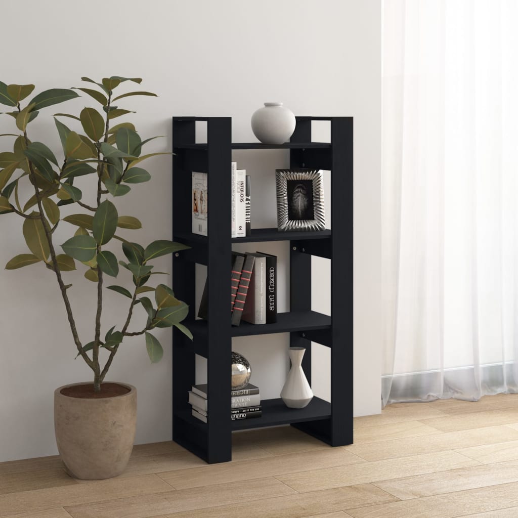 Boekenkast/Kamerscherm 60X35X25 Cm Massief Hout Zwart