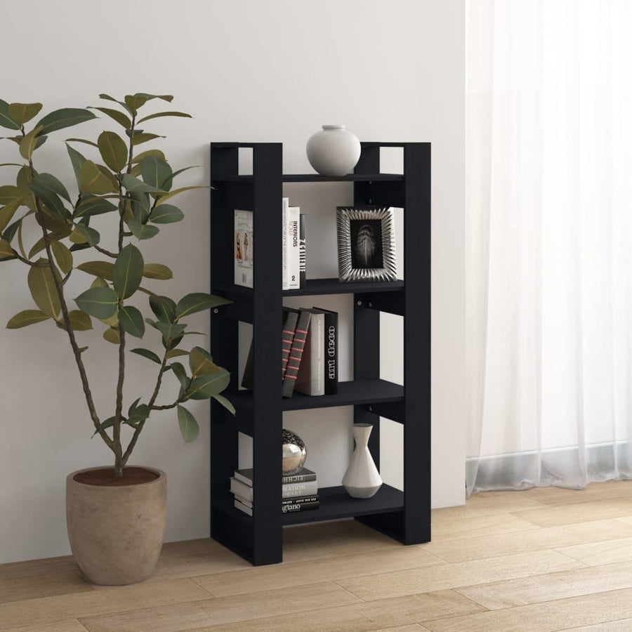 Boekenkast/Kamerscherm 60X35X25 Cm Massief Hout Zwart