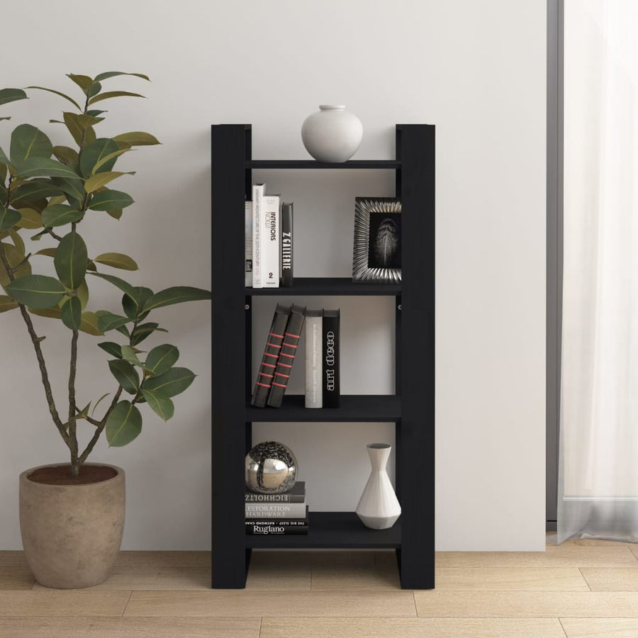 Boekenkast/Kamerscherm 60X35X25 Cm Massief Hout Zwart