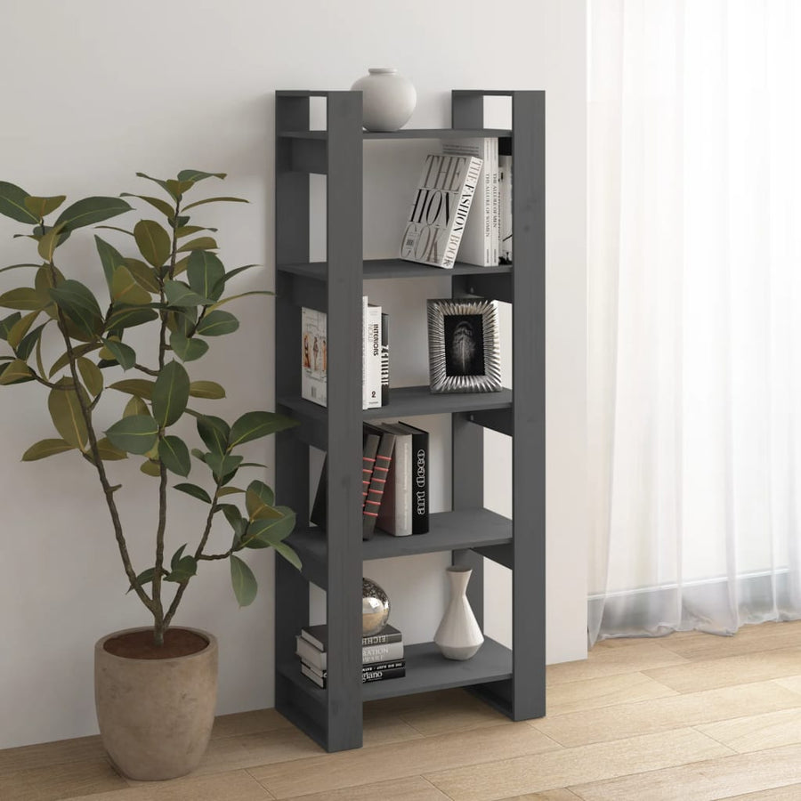 Boekenkast/Kamerscherm 60X35X60 Cm Massief Hout Grijs