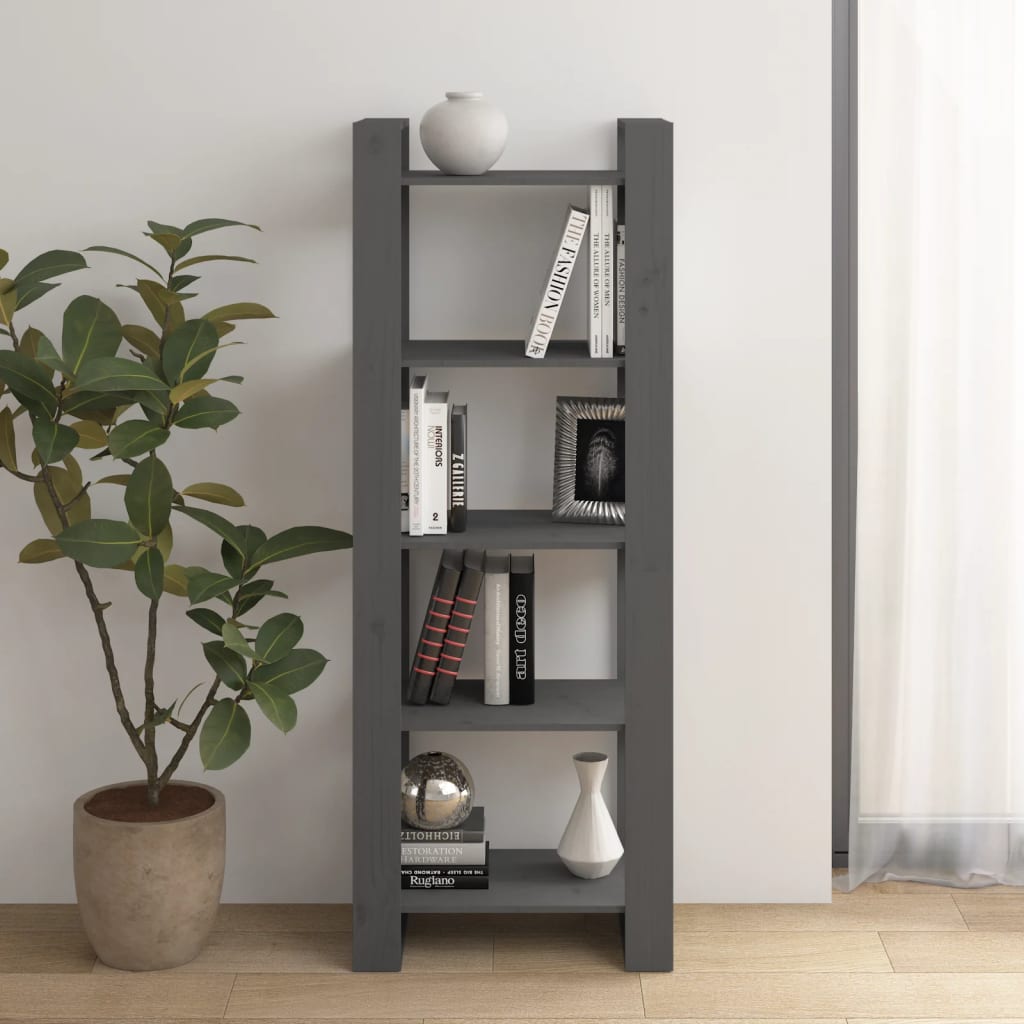 Boekenkast/Kamerscherm 60X35X60 Cm Massief Hout Grijs