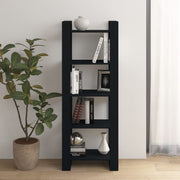 Boekenkast kamerscherm 60x35x160 cm massief grenenhout zwart
