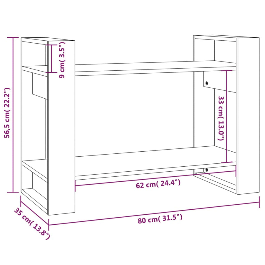 Boekenkast/Kamerscherm 80X35X56,5 Cm Massief Grenenhout Grijs