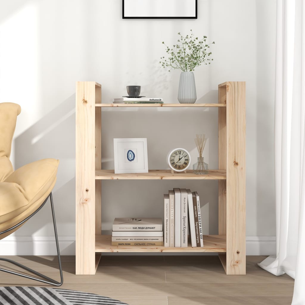 Boekenkast/Kamerscherm 80X35X9 Cm Massief Grenenhout Naturel
