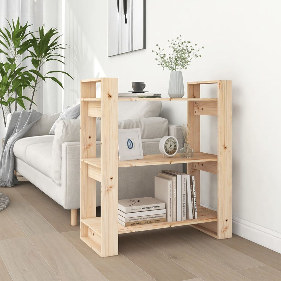 Boekenkast/Kamerscherm 80X35X9 Cm Massief Grenenhout Naturel