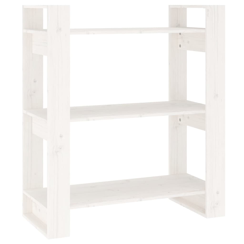 Boekenkast/Kamerscherm 80X35X91 Cm Massief Grenenhout Wit