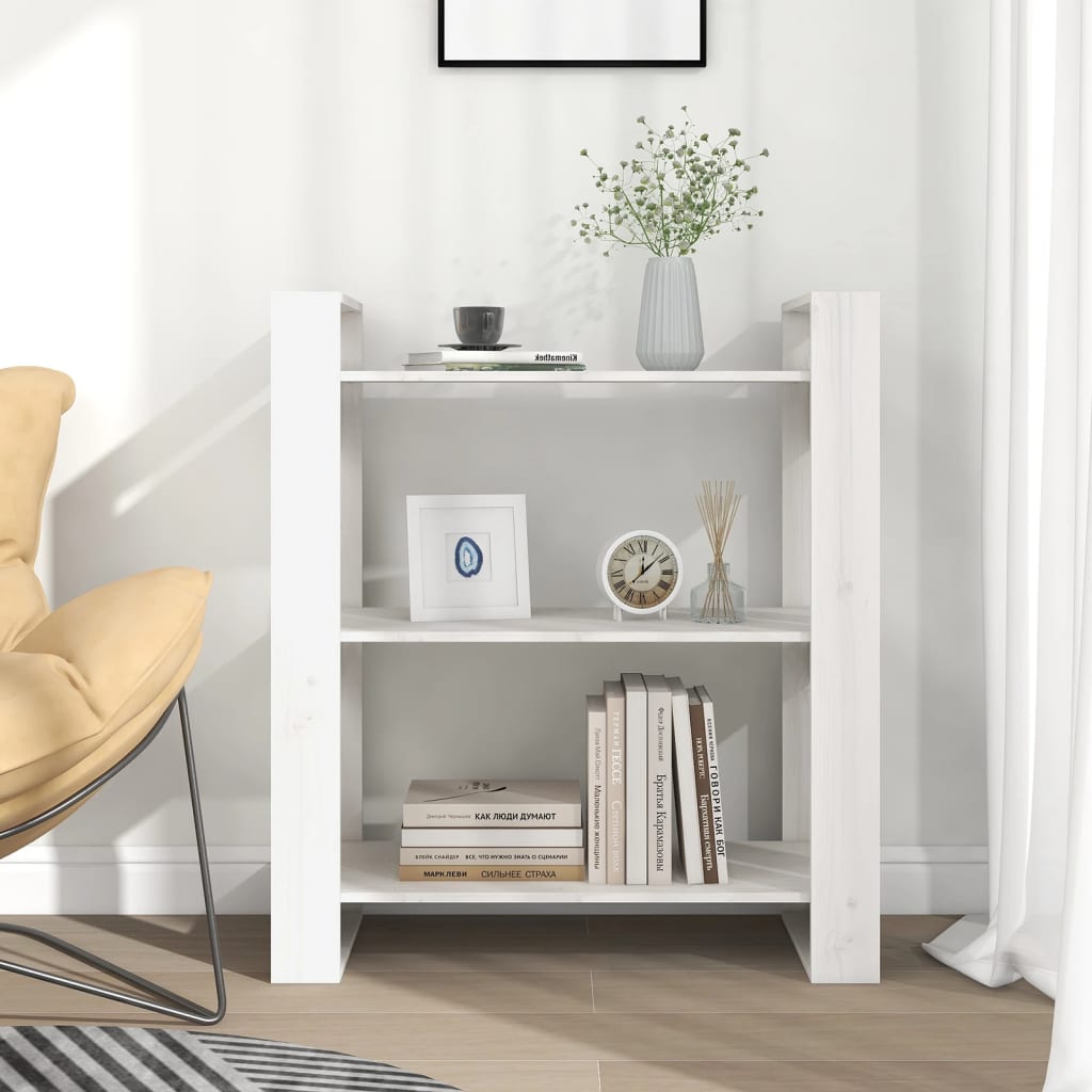 Boekenkast/Kamerscherm 80X35X91 Cm Massief Grenenhout Wit