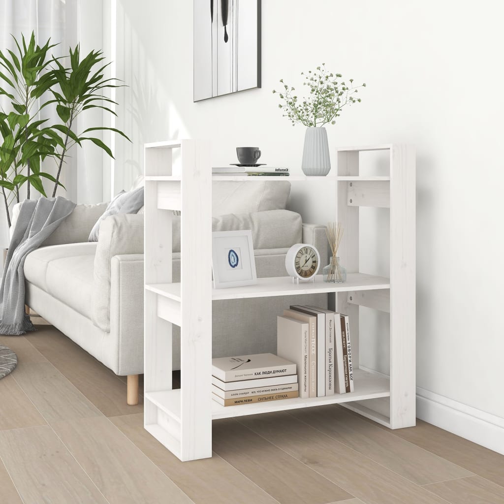 Boekenkast/Kamerscherm 80X35X91 Cm Massief Grenenhout Wit