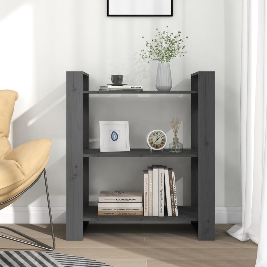 Boekenkast/Kamerscherm 80X35X9 Cm Massief Grenenhout Grijs