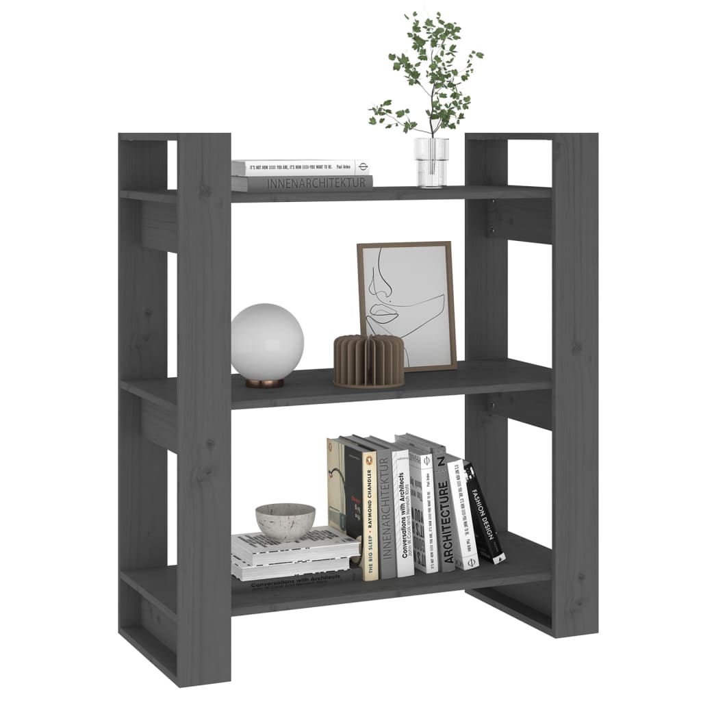Boekenkast/Kamerscherm 80X35X9 Cm Massief Grenenhout Grijs